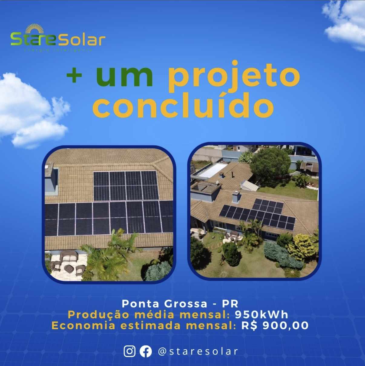 Projeto solar concluido em Ponta Grossa - Vista superior